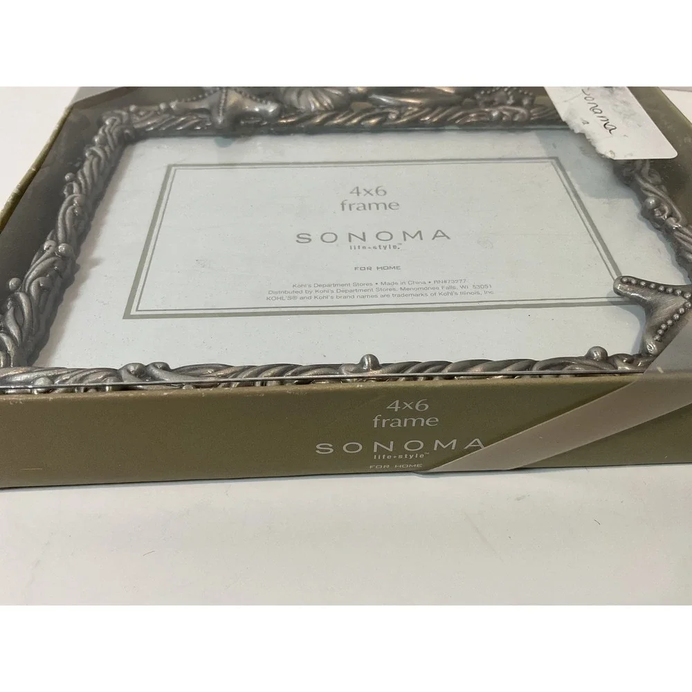 Sonoma Life Style 4x6 Frame Nautical Beach Seashell‎ Starfish Pewter Finish